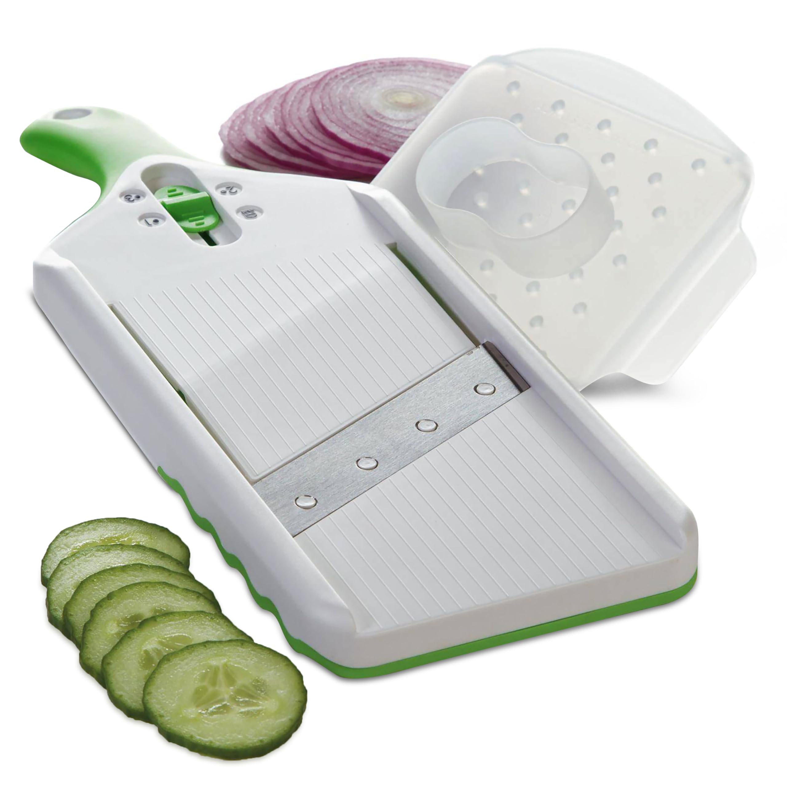 Adjustable Mandoline Slicer with Precision Blades, Green
