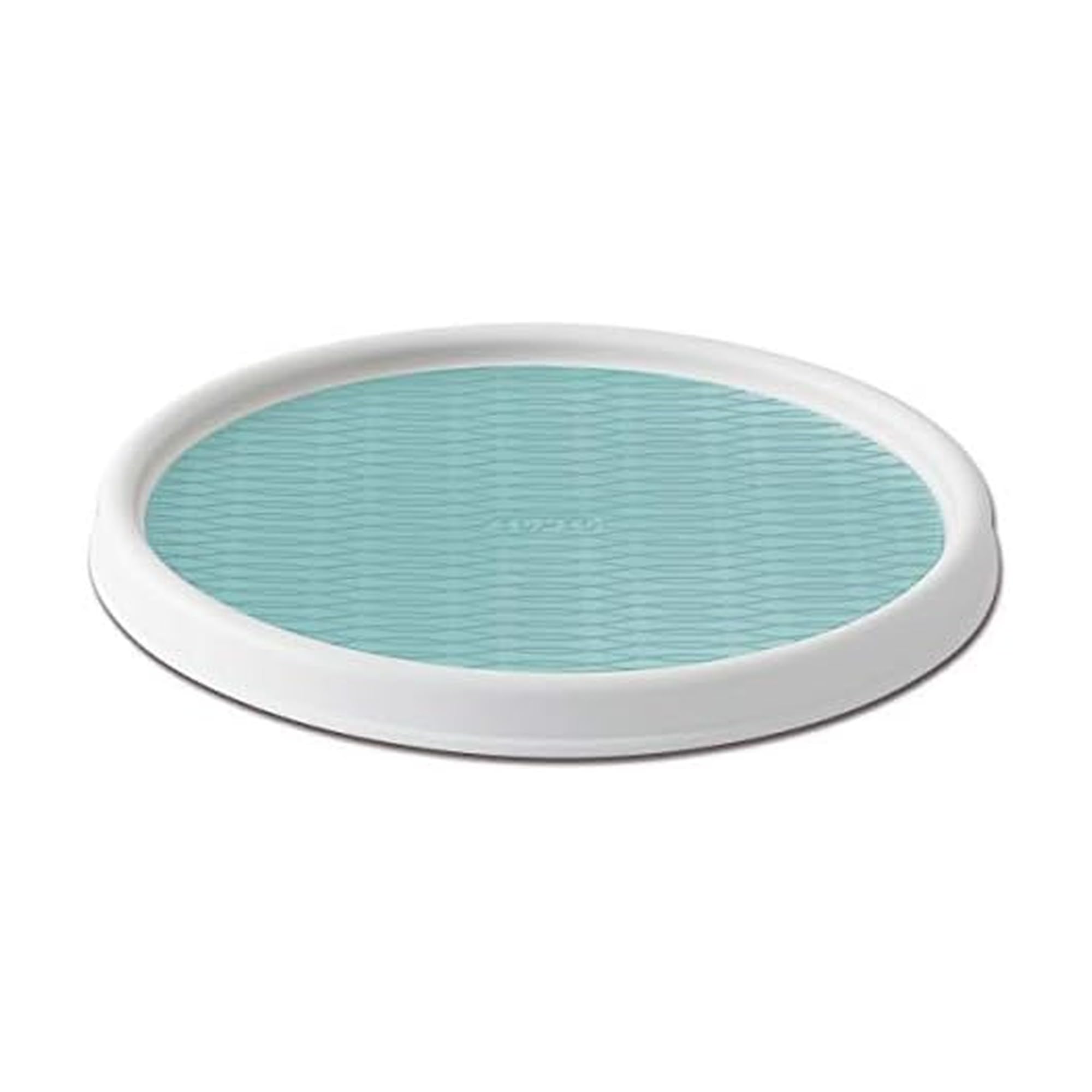 12-Inch Non-Slip Rotating Organizer, White/Aqua